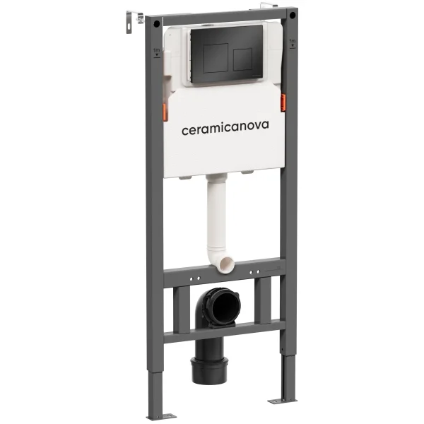 Инсталляция для унитаза Ceramica Nova Balance Square CN121002MB с кнопкой смыва, черный матовый