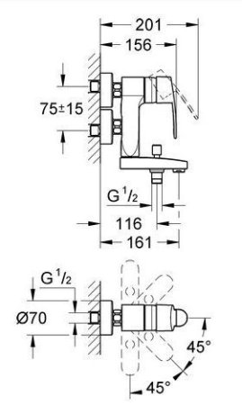 Смеситель Grohe Eurostyle C Vertica 23302000 для ванны