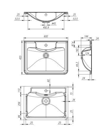 Раковина BelBagno BB600/455-LV-MR-ALR 60х45 белый