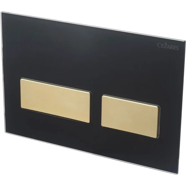 Кнопка смыва Cezares Lux LUX-GN-2-BORO для инсталляции, черный/золотой матовый
