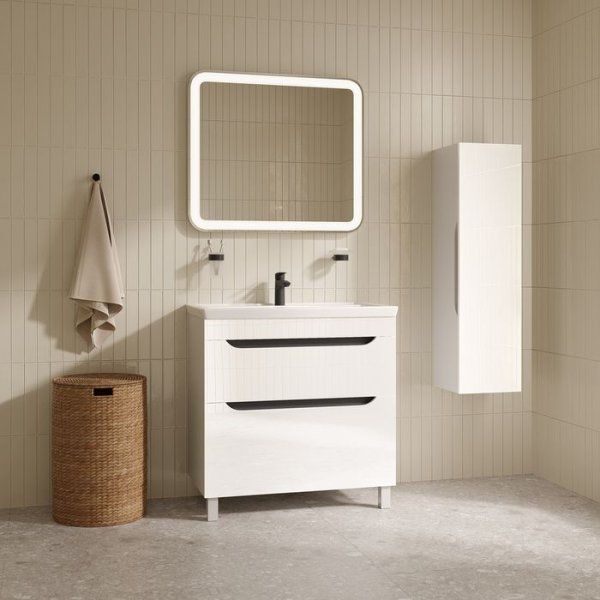 Тумба с умывальником, напольная, 80 см, белый, Ray, IDDIS, RAY80WFi95K