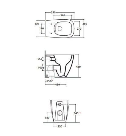 Чаша для приставного унитаза  Globo Genesis GN001.BI белый