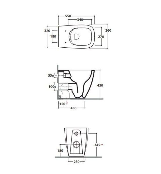 Чаша для приставного унитаза  Globo Genesis GN001.BI белый