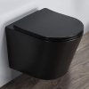Унитаз подвесной Comforty 105MB безободковый, сиденье дюропласт softclose тонкое, быстросъёмное (чёрный матовый)
