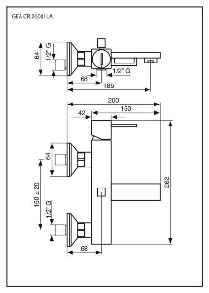 Смеситель Emmevi Gea 26001LACR для ванны, хром