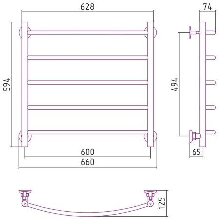 Полотенцесушитель водяной Стилье Версия-H2 60х60 хром