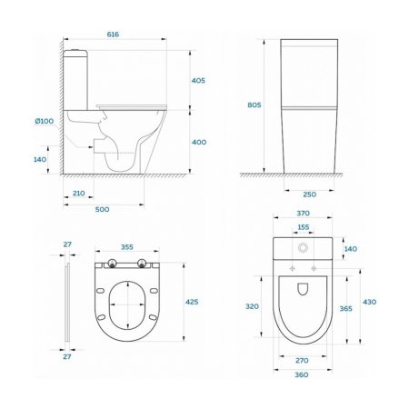 Унитаз напольный WesnaArt KUBUS 103-KUB13, белый