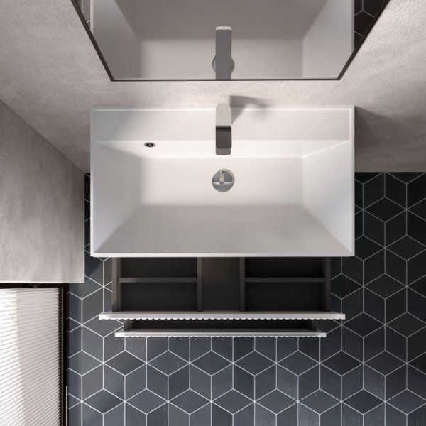 Тумба под умывальник подвесная AQUAme "S1" AQM900180WH  80 см., цвет белый глянец.