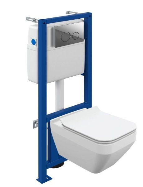 Комплект CREA SQUARE CO DPL EO slim инсталляция LINK PRO кнопка TWINS пластик хром глянцевый 64443, белый