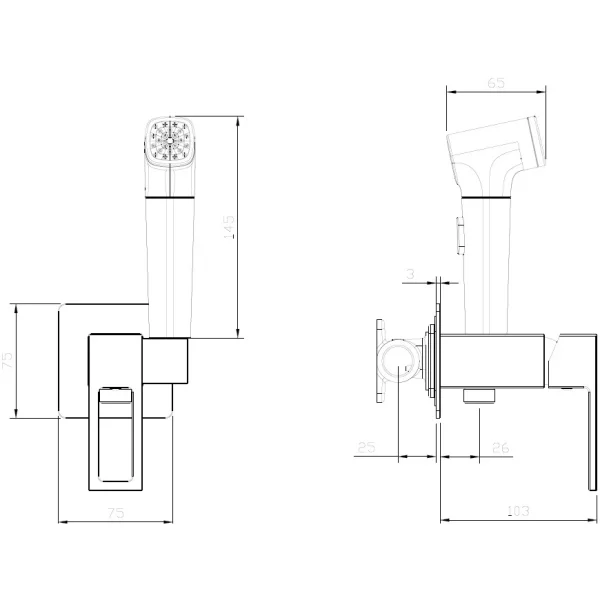 Гигиенический душ DQ Dortmund DA1714501 со смесителем, хром