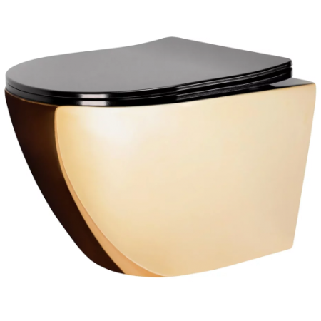 Унитаз Rea Carlo Flat Mini Gold/Black C8990 (подвесной) золото