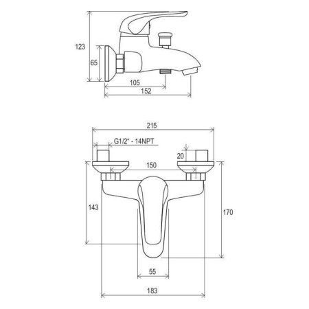 Смеситель Ravak Rosa RS 022.00/150 X070011 для ванны