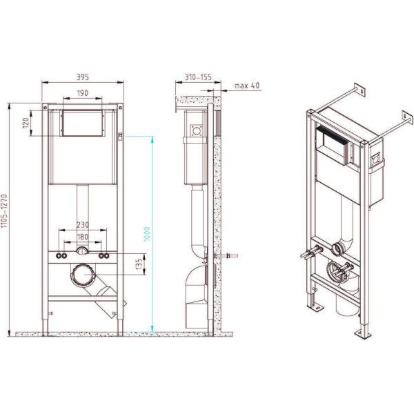Система инсталляции для унитазов Cersanit Vector 40 64183 + кнопка смыва Corner
