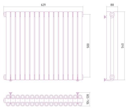 Дизайн-радиатор Сунержа Эстет 500х629 хром (16 секций) водяной