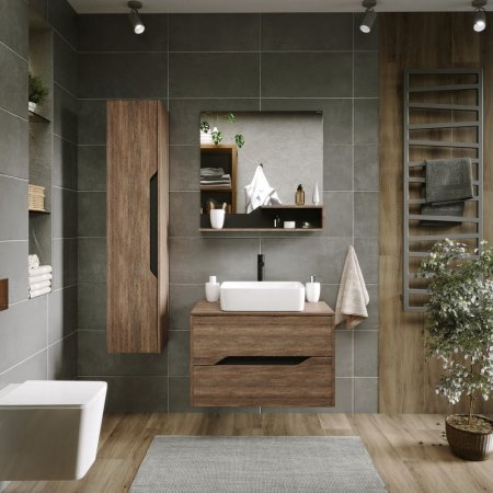 Зеркало Grossman Лайф 80 винтажное дерево темное/графит