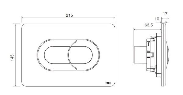 Кнопка смыва Oli 21.5х1.7х14.5 для инсталляции, пластик, цвет Хром (CG12000011296)