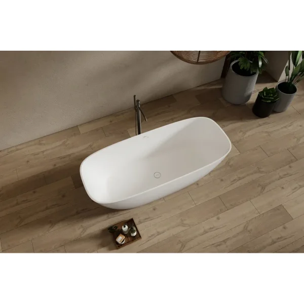 Ванна из литьевого мрамора Abber Stein AS9632 165x70,5 см, отдельностоящая, белый матовый