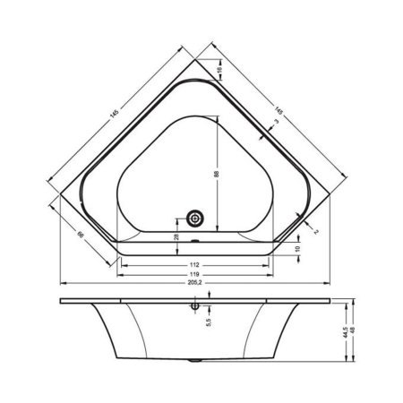 Ванна акриловая Riho Austin BA1100500000000 145x145