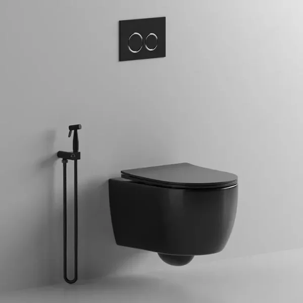 Унитаз подвесной Ceruttispa Oglio Aria CT9239 безободковый, с сиденьем микролифт, черный матовый