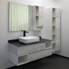 Тумба-умывальник COMFORTY "Прага-120" дуб белый с антрацитовой столешницей, с раковиной COMFORTY T-Y9378
