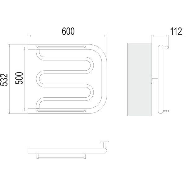 Полотенцесушитель водяной Terminus Фокстрот (1") 50х60 4620768881299, хром