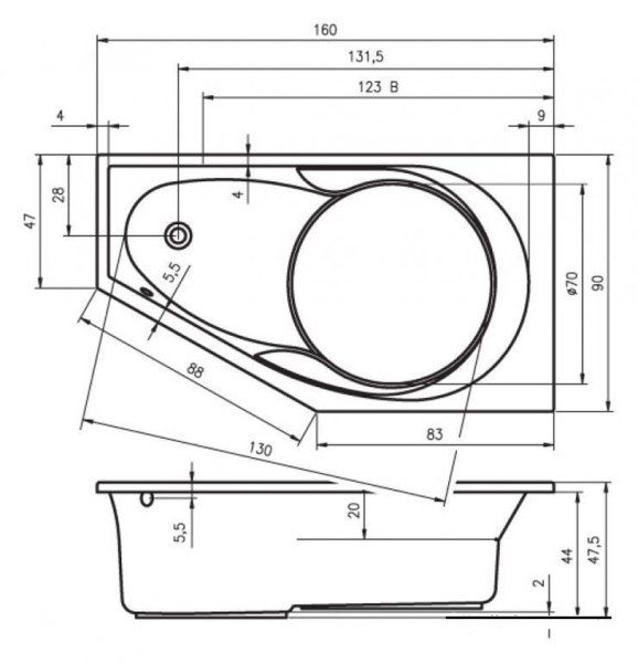 Ванна акриловая Riho Yukon BA3500500000000 160x90 L