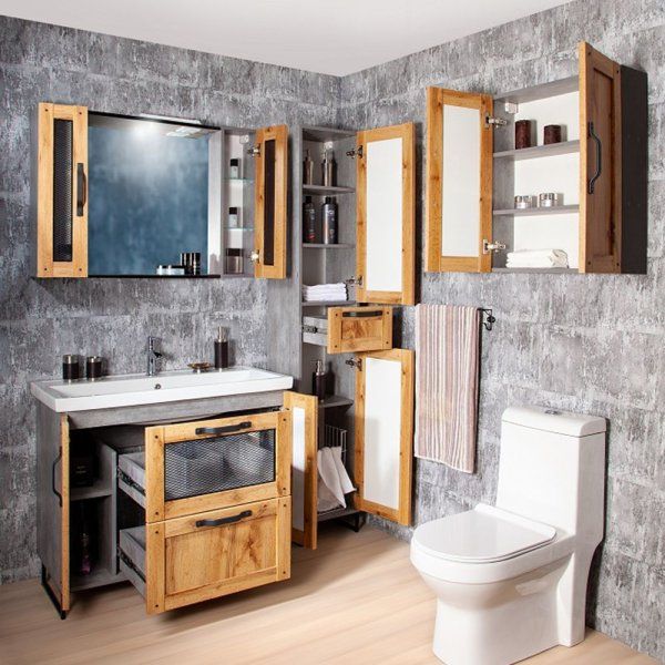 Шкаф навесной Бриклаер ЛОФТ 60 см, метрополитен грей