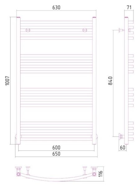 Полотенцесушитель водяной Сунержа Аркус 1000х600 хром