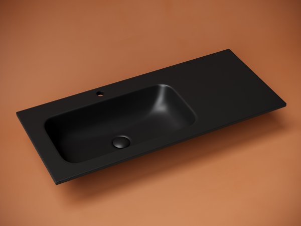 Раковина накладная Grace с отверстием под смеситель 1010*457*137мм, чаша слева, цвет черный матовый,  CN7014MB