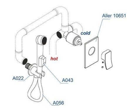 Гигиенический душ WasserKRAFT A010656 со смесителем, хром