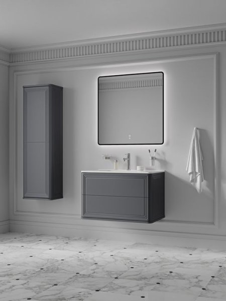 Тумба с умывальником, подвесная, 80 см, темно-серый, Oxford Neo, IDDIS, (OXN80D0i95K)