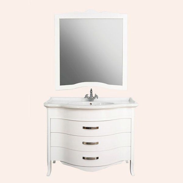 Мебель для ванной Tiffany World Armony 112 напольная, белая матовая, ручки бронза