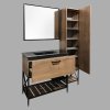 Тумба-умывальник COMFORTY "Бредфорд-90" дуб темный с раковиной COMFORTY 90E черная матовая