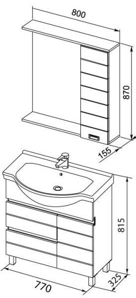 Тумба под раковину Aquanet Доминика 00172376 80, 1 корзина, черная