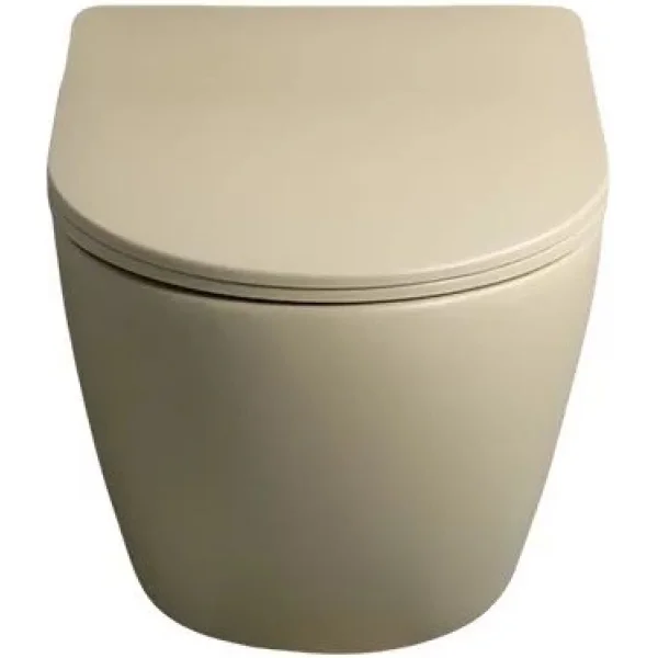 Унитаз подвесной GID Sr2198 безободковый, с сиденьем микролифт, бежевый матовый