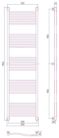 Полотенцесушитель водяной Сунержа Флюид+ 00-0222-1950 190х50 хром