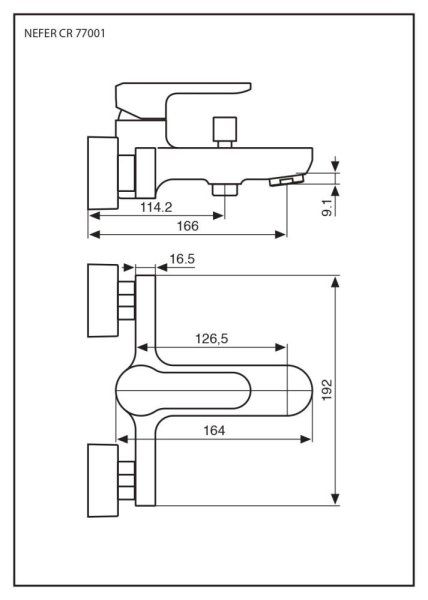 Смеситель Emmevi Nefer 77001NEO для ванны, черный матовый