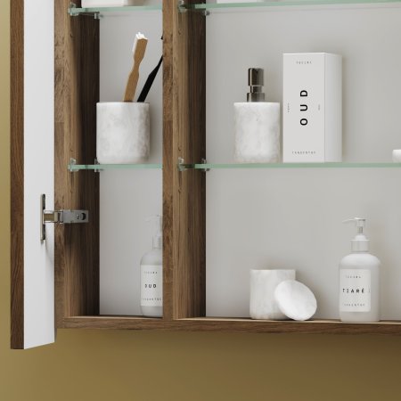 Зеркальный шкаф для ванной комнаты SANCOS Mirror 790x150х740 мм, с LED подсветкой, цвет дуб чарльстон,  MI80ECH