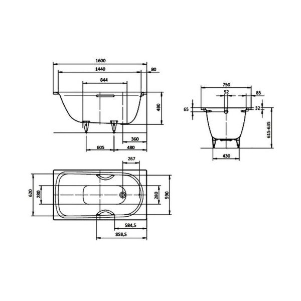 Ванна стальная Kaldewei Saniform Plus Star 333 160x75 см Perl-Effekt