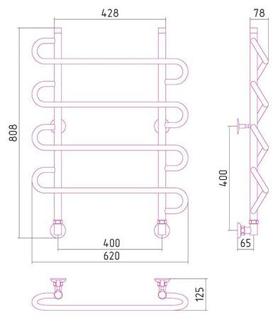Полотенцесушитель водяной Стилье Деко 80х60