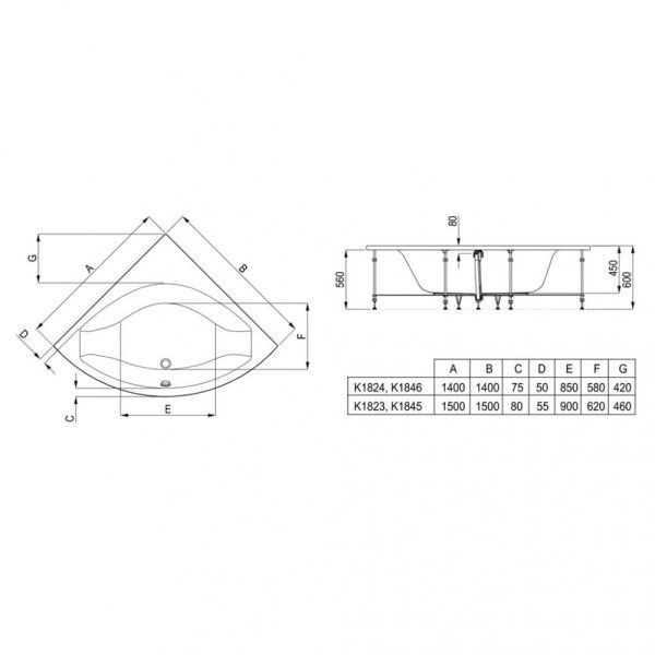 Акриловая ванна Ideal Standard Active K184601 140x85