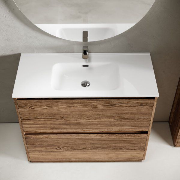 Тумба под раковину SANCOS Libra Floor напольная, 990х450х840, c двумя ящиками оснащенными доводчиками, дуб чарльстон,  LB100FECH