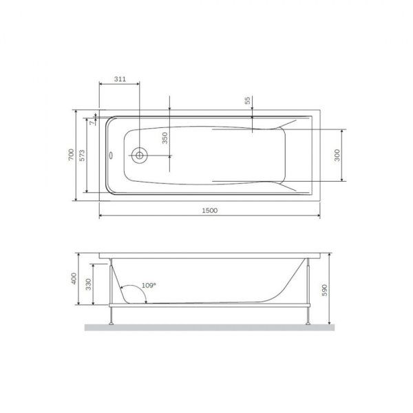 Акриловая ванна Am.Pm Gem A0 W90A-150-070W-A 150х70
