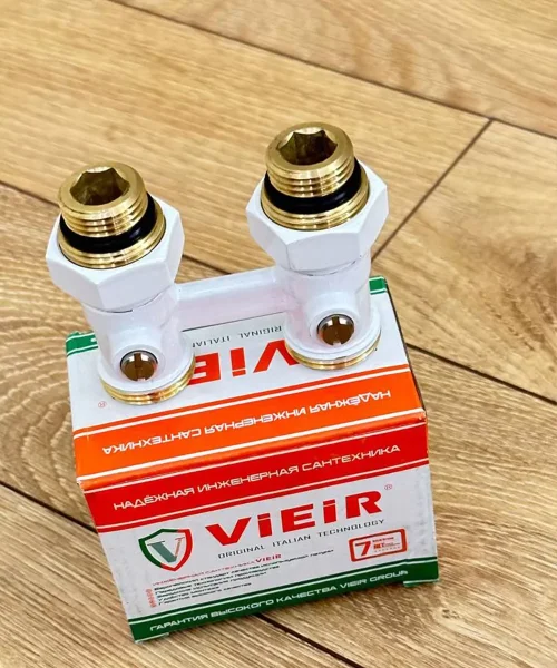 Узел нижнего подключения радиатора прямой с адаптерами 1/2" x 3/4" Vieir VR308-F