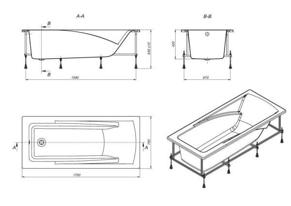 Ванна акриловая Roca Hall 248162000 170х75 см