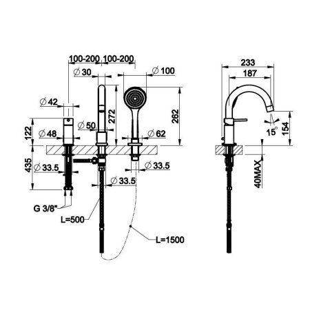 Смеситель Gessi Tortona 18637.031 для ванны хром