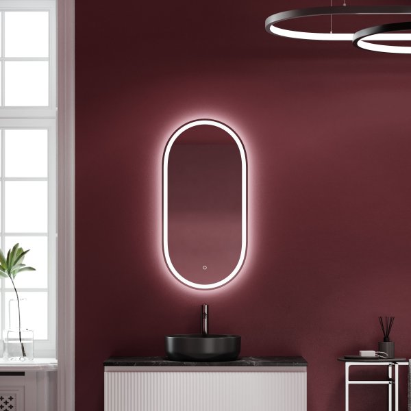 Зеркало для ванной комнаты SANCOS Oval, фронтальная подсветка 450х900 с сенсорным управлением на прикосновение,  OV45F