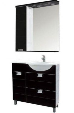 Шкаф-зеркало Aquanet Сити 85 черный