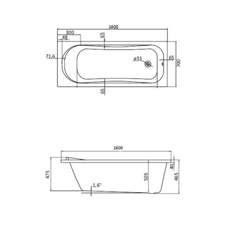 Ванна акриловая Santek Тенерифе 1WH302357 160х70