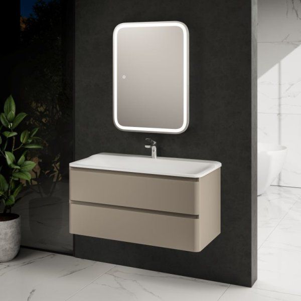 Тумба под умывальник подвесная AQUAme "S4" AQM900410BR 100 см., цвет бежевый.